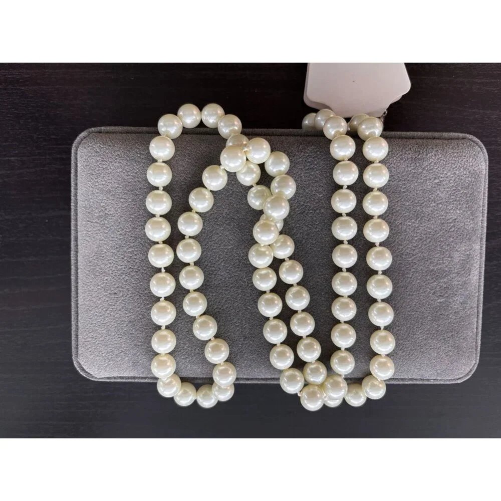 Elegant Faux Pearl Necklace With Lobster Clasp Closure 60-Inch Strand Classic Wh - Picture 7 of 7
